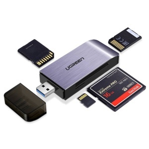 Cititor de Carduri USB la SD/TF/CF/MS Card, Plug&Play, 512GB, 5Gbps, Ugreen CM180 - Gri