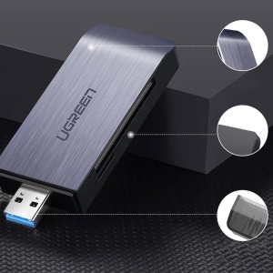 Cititor de Carduri USB la SD/TF/CF/MS Card, Plug&Play, 512GB, 5Gbps, Ugreen CM180 - Gri - Img 6