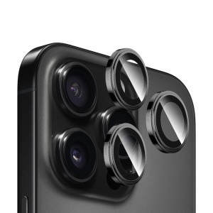 Folie Camera pentru iPhone 14 Pro / iPhone 14 Pro Max, Sapphire Crystal Original Lens Glass Blueo, Protectie camera telefon, Negru