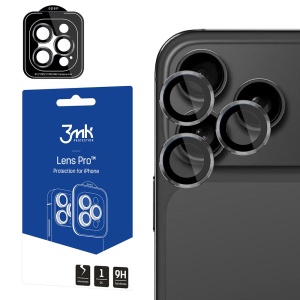 Folie camera pentru iPhone 17 Pro / 17 Pro Max din sticla, Full Cover, Ultra Rezistenta, Premium, Lens Protection Pro 3mk, Gri