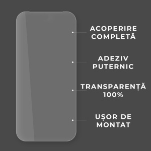 Folie pentru iPhone 14 Pro Max, SKYDDAR INNOVATION, Protectie 9H, 0.3mm, Clear Vision, set cu sticker, Transparent - Img 2