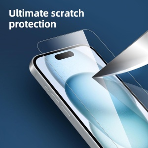 Folie pentru iPhone 15 Plus / 15 Pro Max / 16 Plus, SKYDDAR INNOVATION, Protectie 9H, 0.3mm, Clear Vision, set cu sticker, Transparent - Img 3