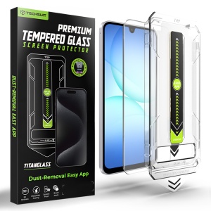 Folie pentru Samsung Galaxy A17 5G / A16 5G, sticla securizata, Sistem montare, Protectie 9H, set cu sticker, TitanGlass CrystalHD, Transparenta