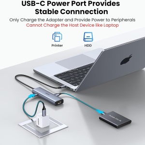Hub Type-C to 2x USB, 2x USB-C, RJ45, Plug & Play, 10Gbps, Ugreen CM512, Gri - Img 5