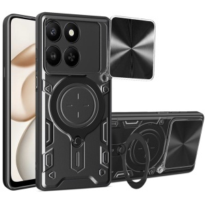 Husa Honor 400 Smart cu Inel Magnetic, Protectie Camera, set cu sticker, CamGuard Pro, Negru