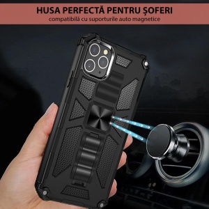 Husa iPhone 12 / 12 Pro, Antisoc, Suport Birou, Blazor Series, Camo Black - Img 7
