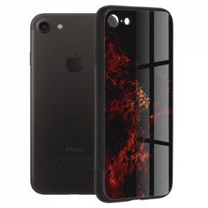 Husa iPhone 7 cu sticla securizata, Techsuit Glaze - Red Nebula - Img 1