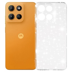 Husa Motorola Moto G15 / G15 Power din Silicon TPU cu Sclipici, Design Elegant, set cu sticker, SparkleSkin, Transparenta