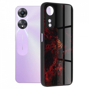 Husa Oppo A58 5G / A78 5G cu sticla securizata, Techsuit Glaze - Red Nebula