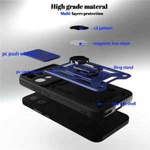 Husa Oppo A6 Pro 5G cu Inel magnetic, Protectie Camera, set cu sticker, CamShield, Negru - Img 6
