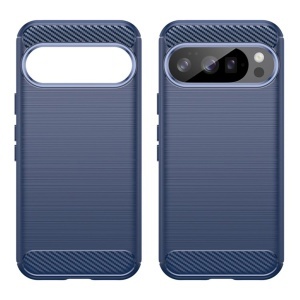Husa pentru Google Pixel 10 / Pixel 10 Pro, SKYDDAR INNOVATION, Carbon Silicone, din Silicon Premium, Slim, cu textura Fibra Carbon, Albastru, set cu sticker  - Img 2