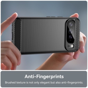 Husa pentru Google Pixel 10 Pro XL, SKYDDAR INNOVATION, Carbon Silicone, din Silicon Premium, Slim, cu textura Fibra Carbon, Negru, set cu sticker  - Img 6