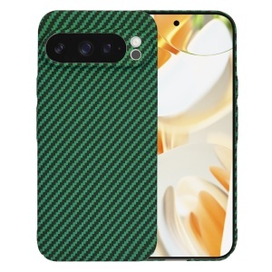 Husa pentru Google Pixel 9 Pro, SKYDDAR INNOVATION, textura carbon, Carbonite FiberShell, set cu sticker, Verde,