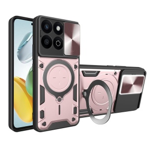 Husa pentru Honor 200 Smart / X7c, cu inel magnetic si suport ajustabil, protectie completa camera, SKDR SafeCover - Roz auriu - Img 1
