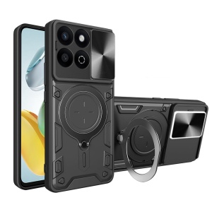 Husa pentru Honor 200 Smart / X7c, SKYDDAR INNOVATION, CamGuard Pro, Inel Magnetic, Protectie Camera, set cu sticker, Negru
