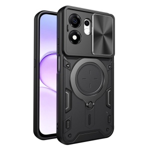 Husa pentru Honor 600 Smart, Inel Magnetic, Protectie Camera, set cu sticker, CamGuard Pro, Negru