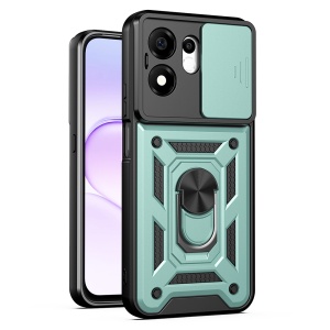 Husa pentru Honor 600 Smart, protectie camere, Inel magnetic, set cu sticker, CamShield, Verde