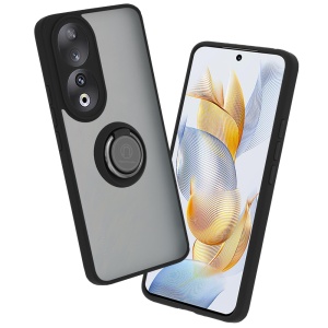 Husa pentru Honor 90, SKYDDAR INNOVATION, Glinth cu Inel Rotativ 360° Magnetic, Negru, set cu sticker