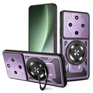 Husa pentru Honor Magic8 Lite, Inel Magnetic, Antisoc, set cu sticker, RuggedCam, Mov