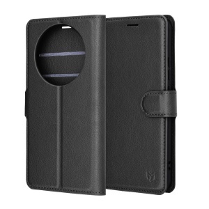 Husa pentru Honor Magic8 Lite, SKYDDAR INNOVATION, Leather Folio tip Carte, cu Portofel Interior, Finisaje Premium, set cu sticker, Negru - Img 6