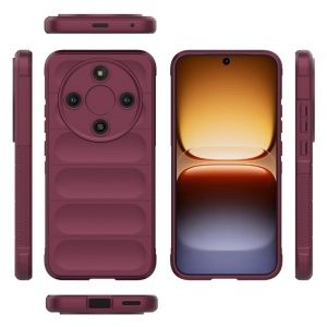 Husa pentru Honor Magic8 Lite, SKYDDAR INNOVATION, Magic Shield, din Silicon Mat, set cu sticker, Bordo - Img 3