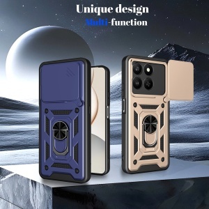 Husa pentru Honor X5c Plus, SKYDDAR INNOVATION, CamShield, Inel magnetic, set cu sticker, Albastru - Img 2