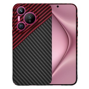Husa pentru Huawei Pura 70, SKYDDAR INNOVATION, textura carbon, Carbonite FiberShell, set cu sticker, Rosu inchis,