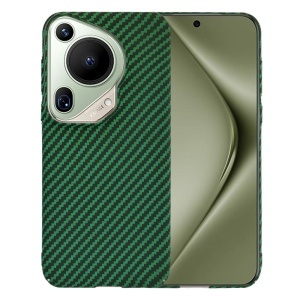 Husa pentru Huawei Pura 70 Ultra, SKYDDAR INNOVATION, textura carbon, Carbonite FiberShell, set cu sticker, Verde,