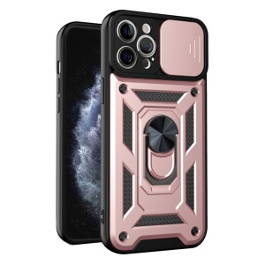 Husa pentru iPhone 11 Pro, SKYDDAR INNOVATION, CamShield, Inel magnetic, set cu sticker, Roz