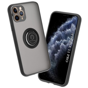 Husa pentru iPhone 11 Pro, SKYDDAR INNOVATION, Glinth cu Inel Rotativ 360° Magnetic, Negru, set cu sticker  - Img 1