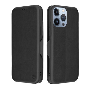 Husa pentru iPhone 13 Pro Max, SKYDDAR INNOVATION, Safe Wallet tip carte din Piele Ecologica, Suport Carduri, Inchidere Magnetica, Negru, set cu sticker  - Img 1