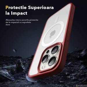 Husa pentru iPhone 14 Plus Magsafe, ce absoarbe intens socurile, Skyddar Frosted - Bordo - Img 4