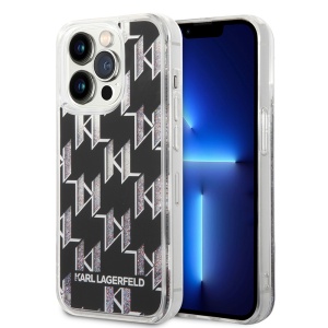 Husa pentru iPhone 14 Pro, Hardcase Liquid Glitter, Karl Lagerfeld - Monogram