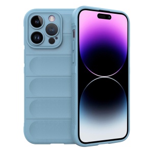 Husa pentru iPhone 14 Pro Max, SKYDDAR INNOVATION, Vogue, din Silicon Mat, Bleu, set cu sticker