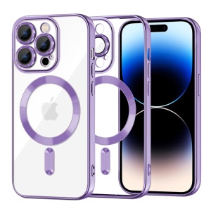 Husa pentru iPhone 14 Pro, SKYDDAR INNOVATION, Luxury Shield Magsafe, Protectie Antisoc, Mov, set cu sticker