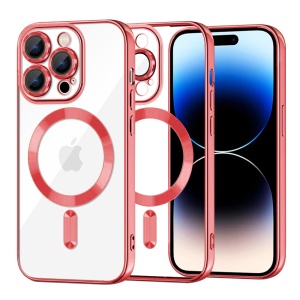 Husa pentru iPhone 14 Pro, SKYDDAR INNOVATION, Luxury Shield Magsafe, Protectie Antisoc, Rosu, set cu sticker