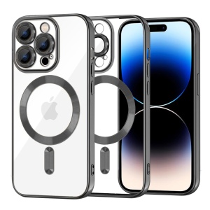 Husa pentru iPhone 14 Pro, SKYDDAR INNOVATION, Luxury Shield Magsafe, Protectie Antisoc, Negru, set cu sticker