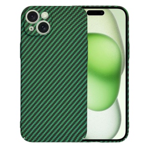 Husa pentru iPhone 15 Plus, SKYDDAR INNOVATION, textura carbon, Carbonite FiberShell, Verde, set cu sticker