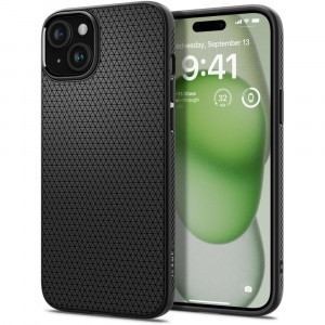 Husa pentru iPhone 15 Plus, Spigen Liquid Air - Matte Black - Img 1