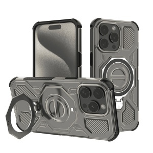 Husa pentru iPhone 15 Pro, Antisoc, SKYDDAR INOVATION, Carbon Shield PRO, Magsafe, set cu sticker, Fumuriu