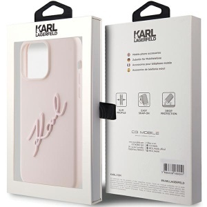 Husa pentru iPhone 15 Pro, Liquid Silicone, Karl Lagerfeld, Roz - Img 8