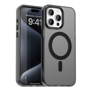 Husa pentru iPhone 15 Pro Max, MagSafe, Antisoc, set cu sticker, CandyCase, Negru