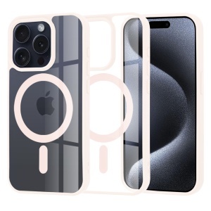 Husa pentru iPhone 15 Pro, SKYDDAR INNOVATION, MagSafe Pro din silicon, set cu sticker, Roz