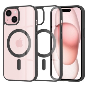 Husa pentru iPhone 15, SKYDDAR INNOVATION, MagSafe Pro din silicon, set cu sticker, Negru