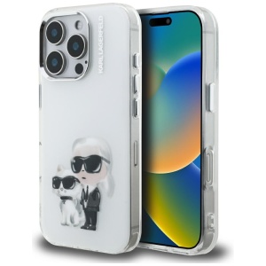 Husa pentru iPhone 16 Pro Max, Karl Lagerfeld, Aquarelle Choupette Logo Spate Rigid Transparent, Bordo