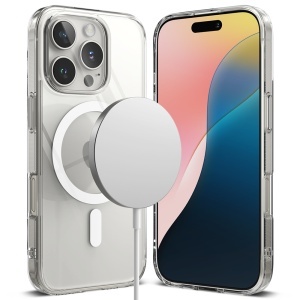 Husa pentru iPhone 16 Pro, Ringke, Fusion MagSafe, Antisoc, Compatibila Incarcare Wireless, Transparenta