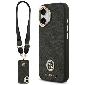 Husa pentru iPhone 17, 4G Strass Logo with Big Strap Metal Button MagSafe, Protectie Slim, Negru