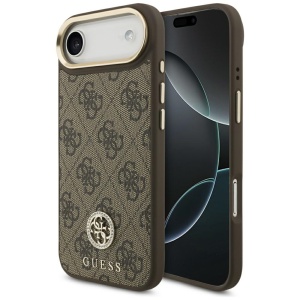 Husa pentru iPhone 17 Air, 4G Strass Logo MagSafe, Guess, Maro