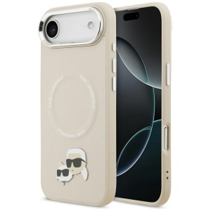 Husa pentru iPhone 17 Air, Leather K&C Pins MagSafe, Karl Lagerfeld, Maro