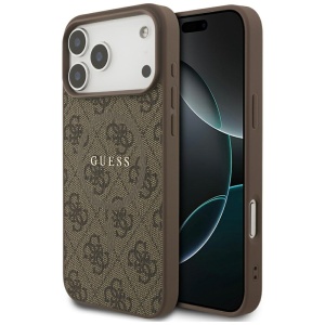 Husa pentru iPhone 17 Pro, 4G Ring Classic Logo MagSafe, Guess, Maro